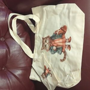NWT ⚜️😺 MADAM CHAT 😺⚜️ Cotton TOTE & POUCHETTE Bundle 🌿PEACE GARDEN DESIGNS